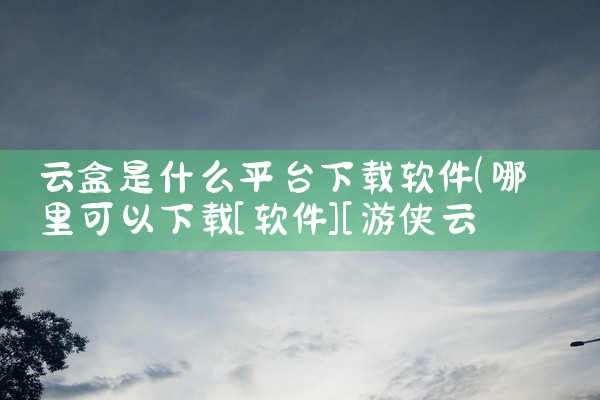 云盒是什么平台下载软件